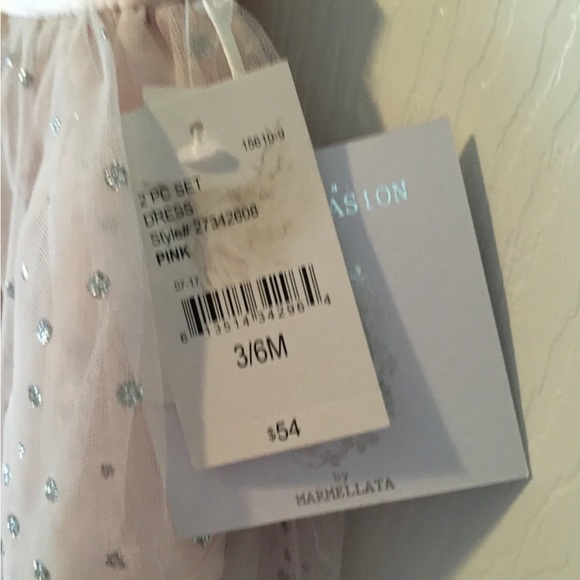 Marmelata Classics Infant Girls 2piece Party Dress, pink tule satin Sz 3/6 NWT - Picture 2 of 8